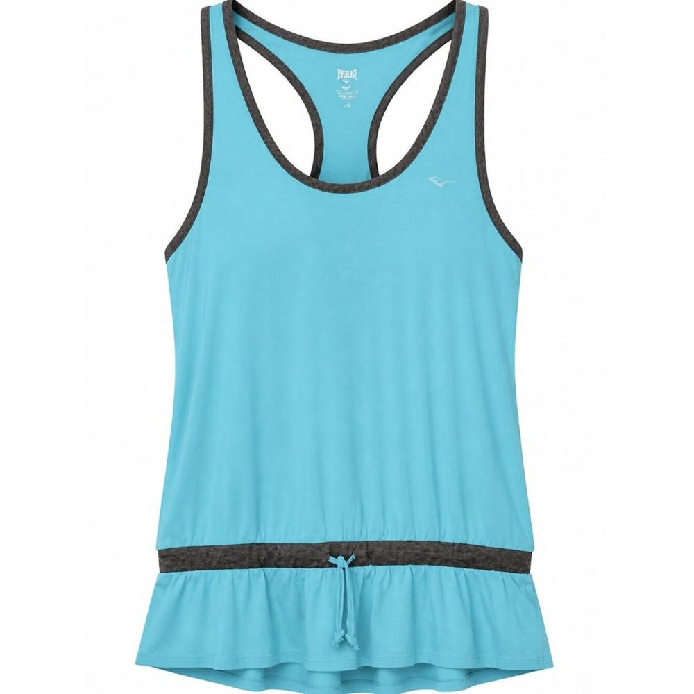 Everlast Riviera Racerback Peplum Tank Top Womens Large Blue Gray